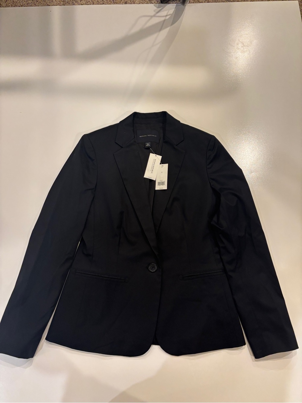 Banana Republic Black Single-Button Tailored Blazer NWT Retail $168 Stretch